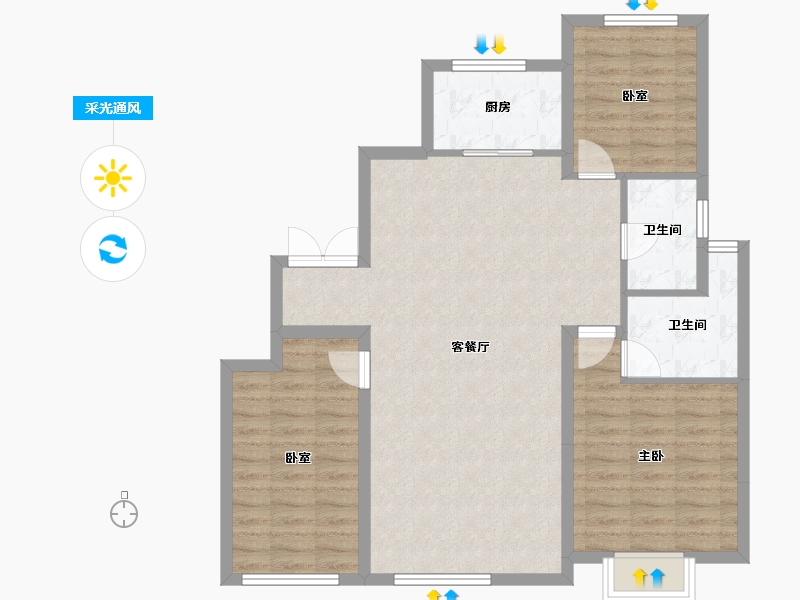 河北省-邢台市-绿城悦园-92.56-户型库-采光通风