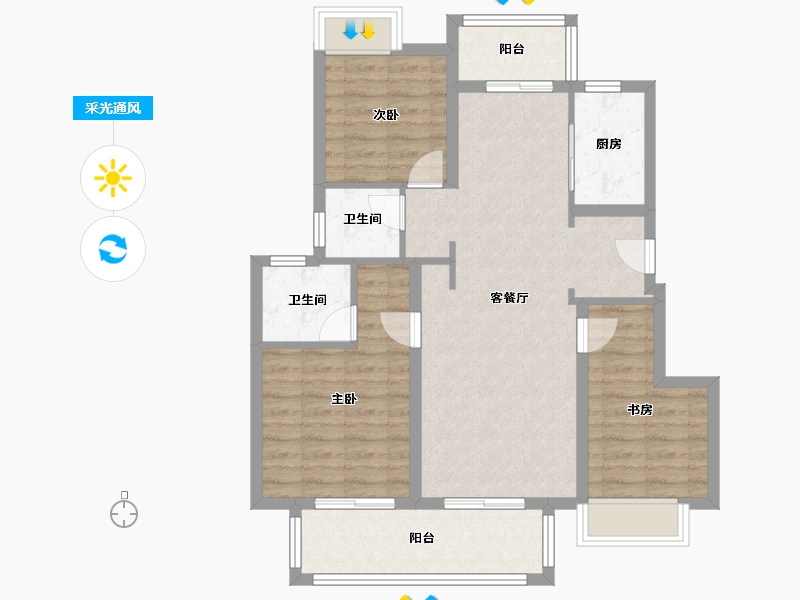 湖南省-长沙市-蓝光雍锦府-87.28-户型库-采光通风