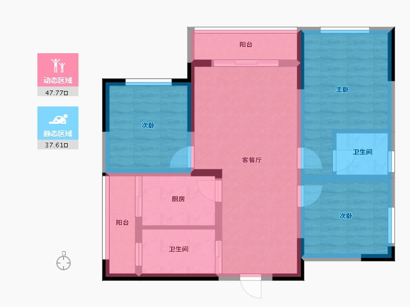 四川省-绵阳市-东方明珠-96.86-户型库-动静分区