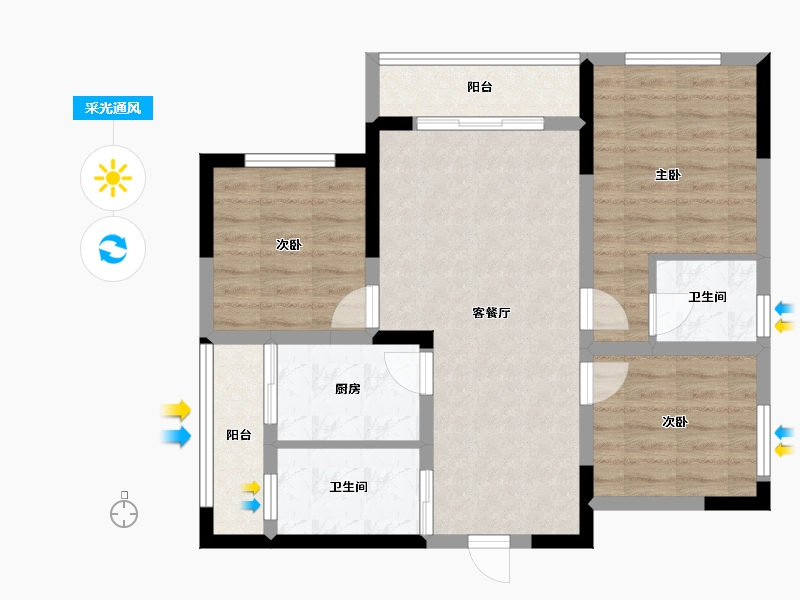 四川省-绵阳市-东方明珠-96.86-户型库-采光通风