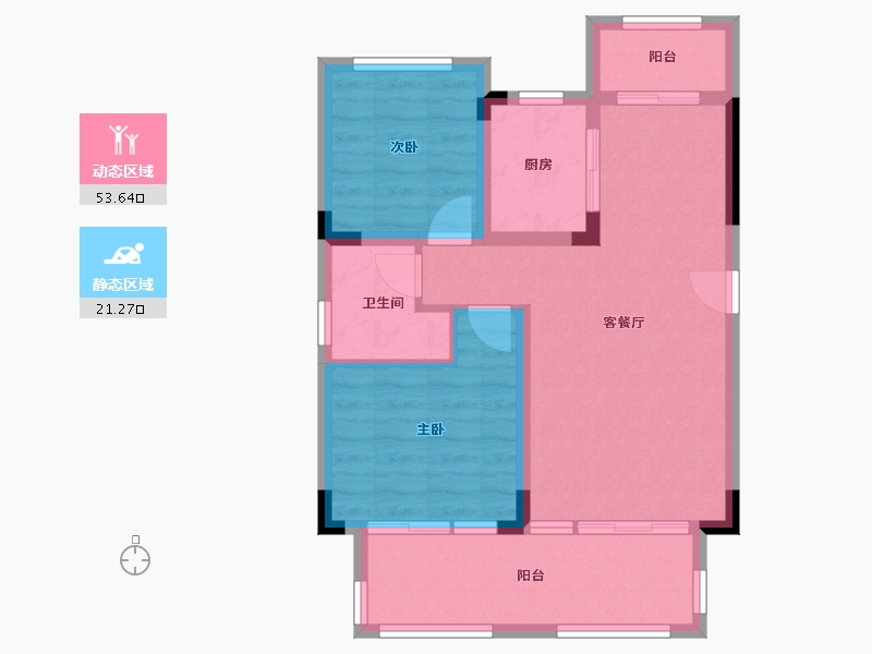 四川省-成都市-临江尚品花园-66.60-户型库-动静分区