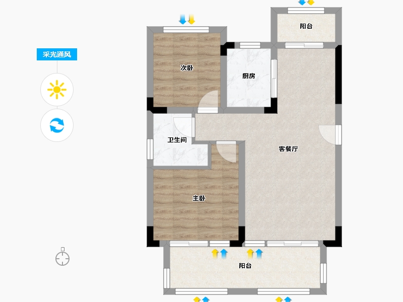 四川省-成都市-临江尚品花园-66.60-户型库-采光通风