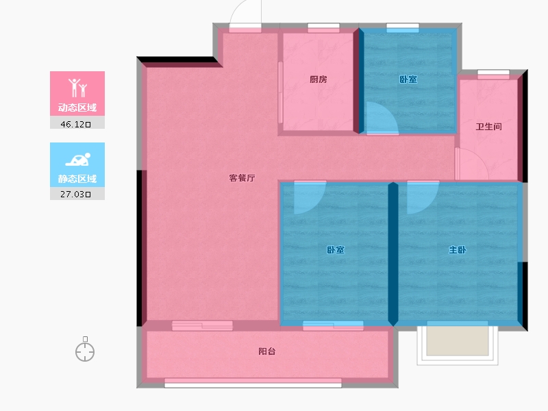 浙江省-杭州市-沁瑄云上府(共有产权)-65.38-户型库-动静分区