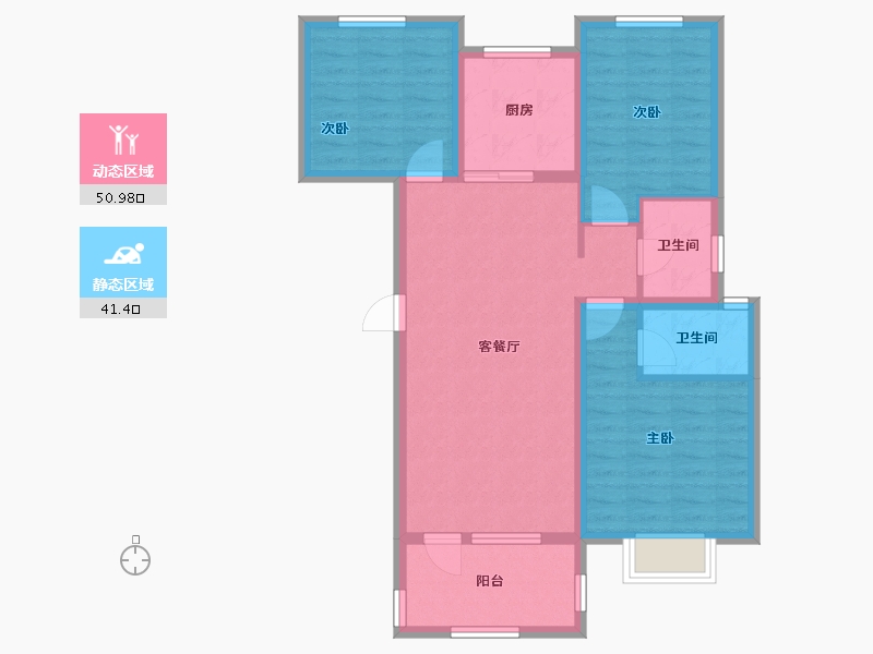 河北省-邯郸市-碧桂园翡翠郡-88.00-户型库-动静分区