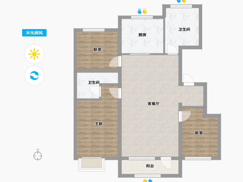 吉林省-通化市-中惠都市绿洲-125.00-户型库-采光通风