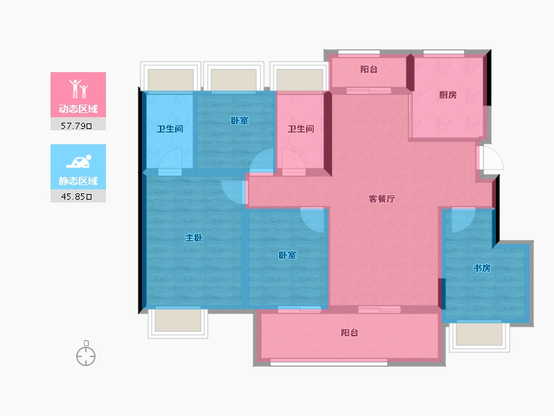 江西省-南昌市-江铃祥云瑞园-92.00-户型库-动静分区