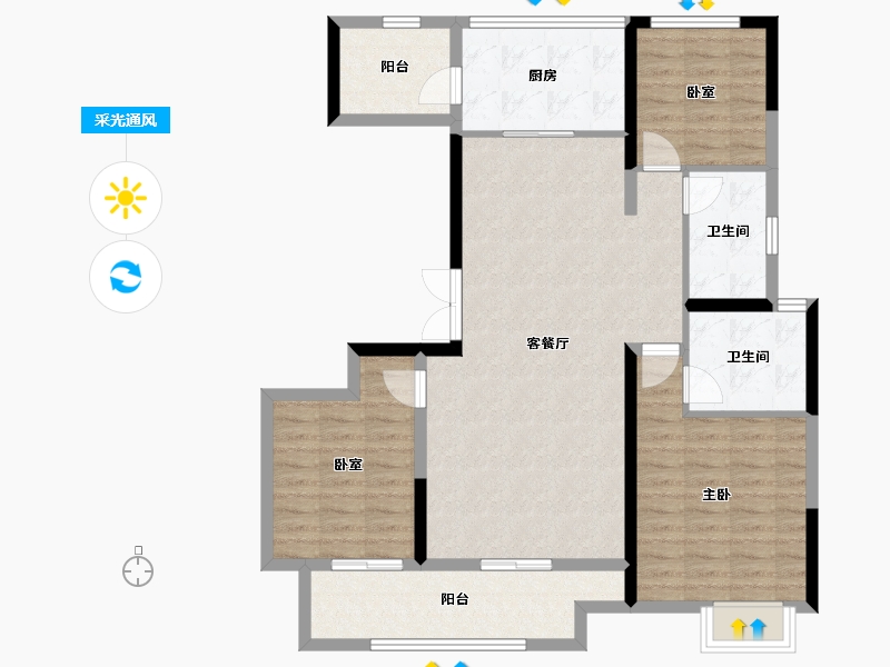 河南省-许昌市-耀润九和府二期-104.80-户型库-采光通风