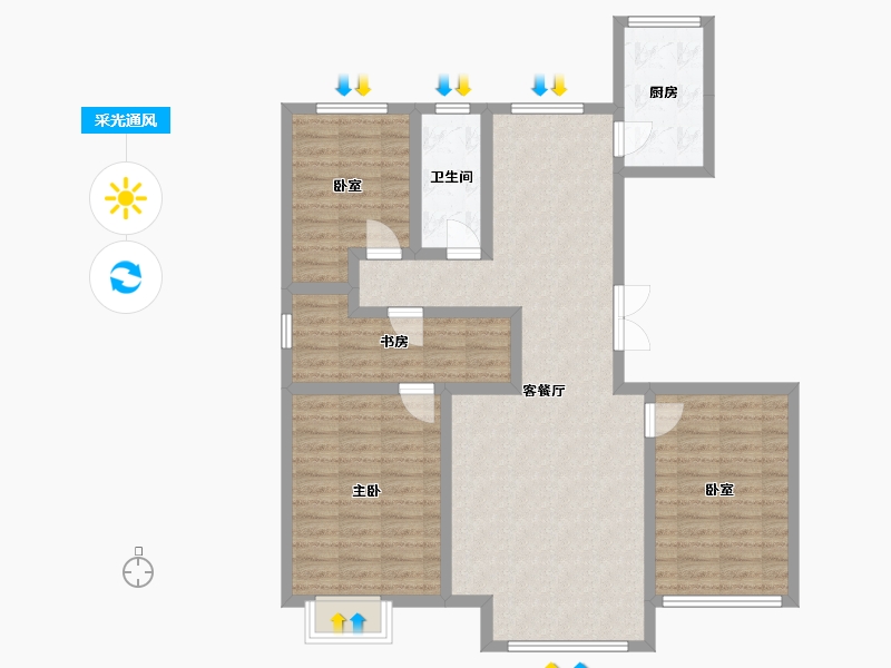 山西省-大同市-碧水云天御花园-116.00-户型库-采光通风