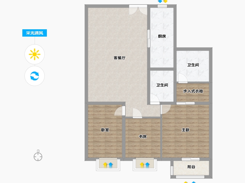 山西省-太原市-原上园-西区-110.97-户型库-采光通风