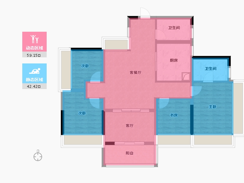 广东省-佛山市-龙湖佛山·御湖境-89.60-户型库-动静分区