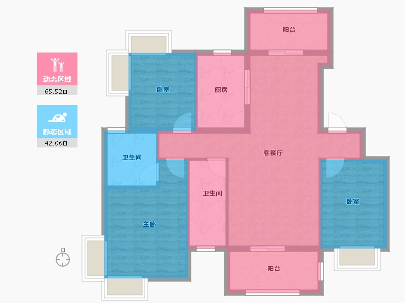 海南省-昌江黎族自治县-红棉才郡-94.40-户型库-动静分区