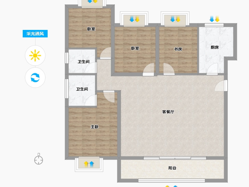 湖北省-武汉市-金辉江樾云著-112.00-户型库-采光通风