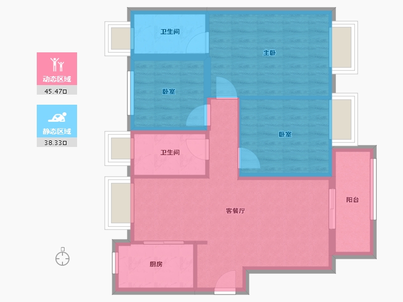 广东省-中山市-誉美花园-77.03-户型库-动静分区