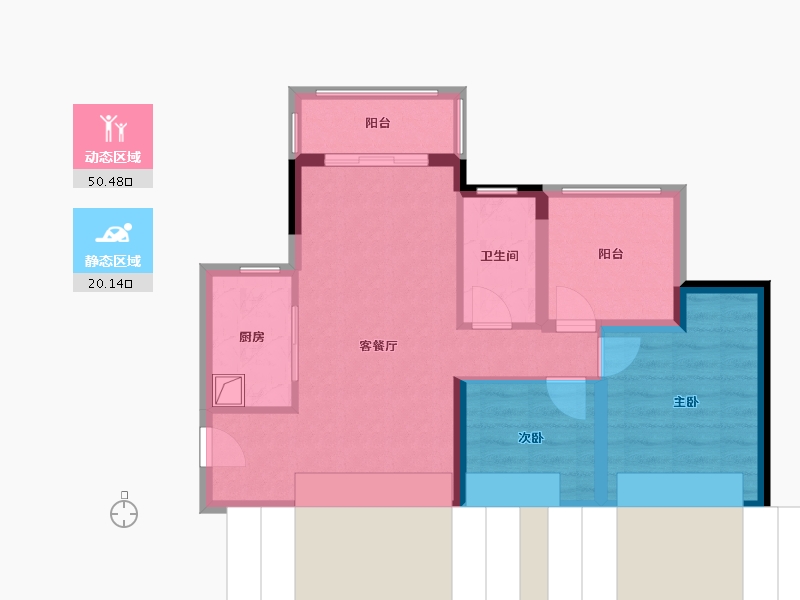 广东省-中山市-龙湖春江紫宸-68.80-户型库-动静分区