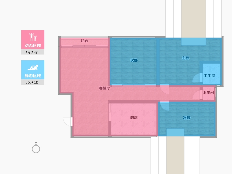 湖北省-荆州市-景湖美林湖畔-102.40-户型库-动静分区