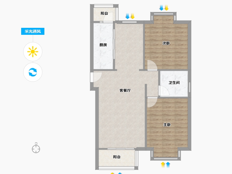 河北省-廊坊市-美林湾-77.00-户型库-采光通风