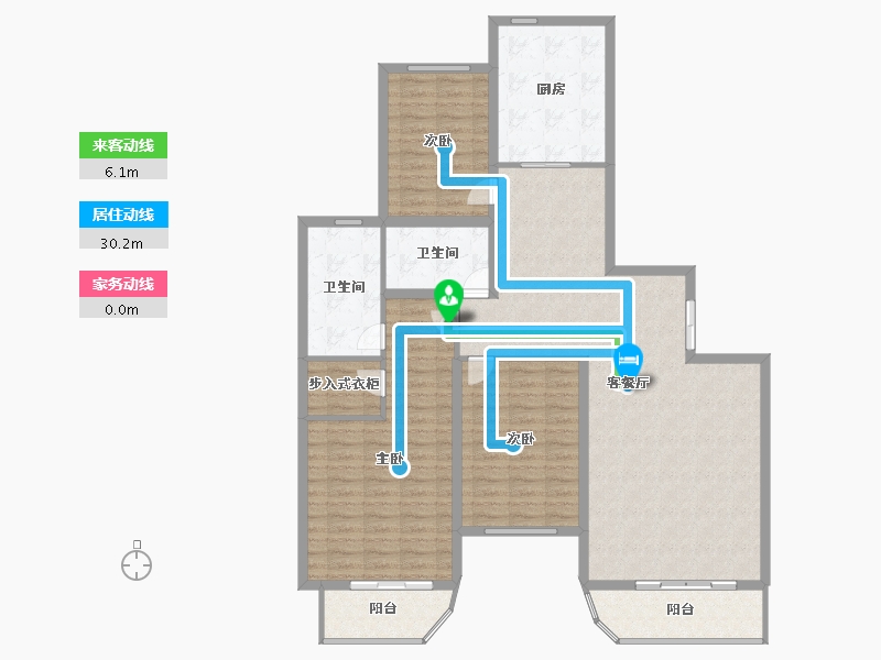 内蒙古自治区-鄂尔多斯市-美珠花园-132.80-户型库-动静线