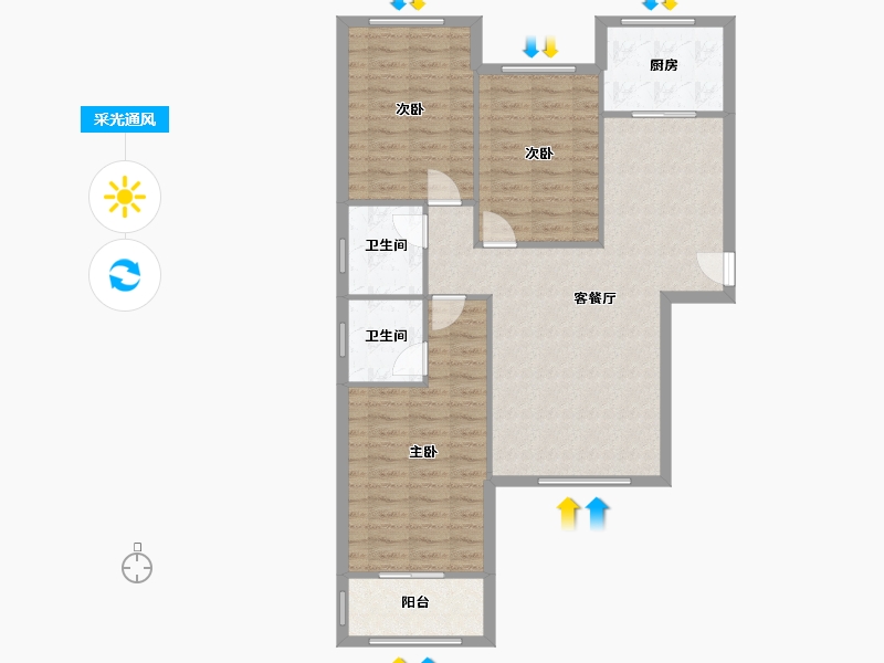 河南省-洛阳市-凌宇犀地-二期-97.89-户型库-采光通风