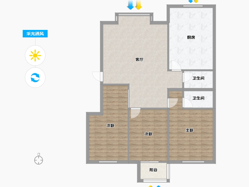 河北省-沧州市-天成首府-125.00-户型库-采光通风