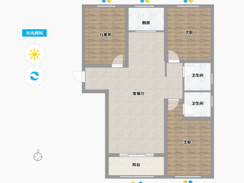 河北省-邢台市-领世中央公园-105.52-户型库-采光通风