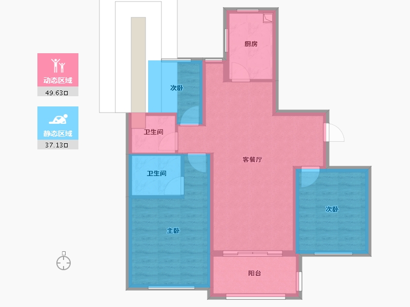 上海-上海市-颛桥紫薇花园-76.97-户型库-动静分区