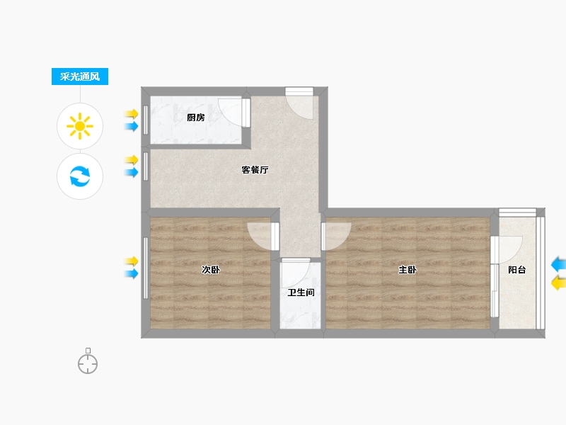 北京-北京市-天宁寺西里-48.80-户型库-采光通风