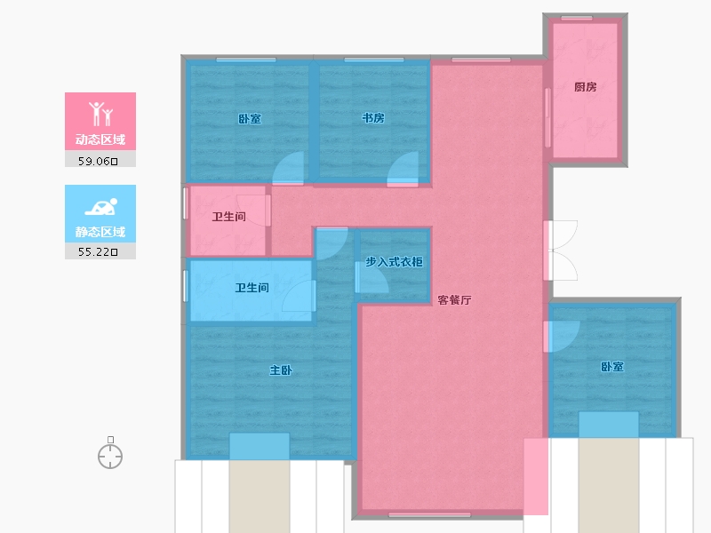 黑龙江省-哈尔滨市-南益松江春晓-119.21-户型库-动静分区