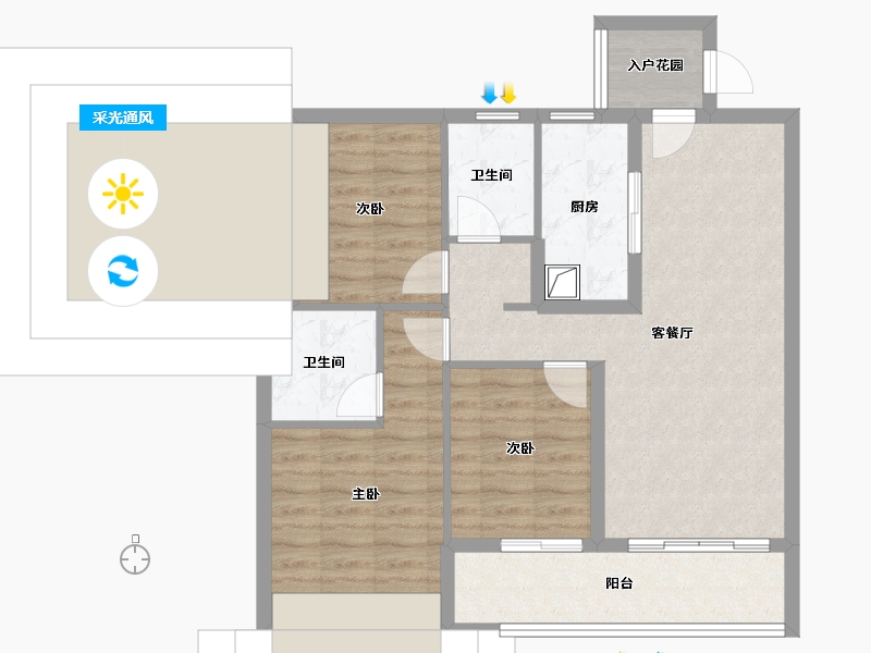 广东省-广州市-万科金域曦府-85.00-户型库-采光通风