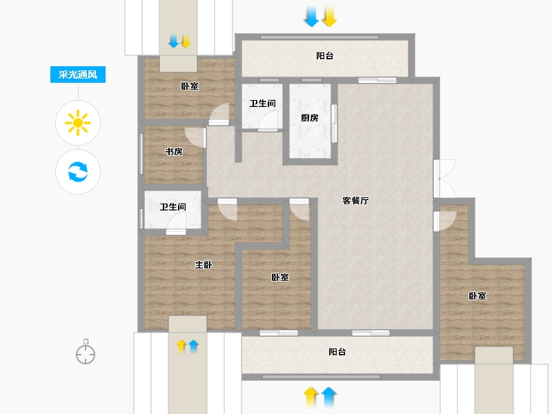 山东省-枣庄市-书香门第-153.60-户型库-采光通风