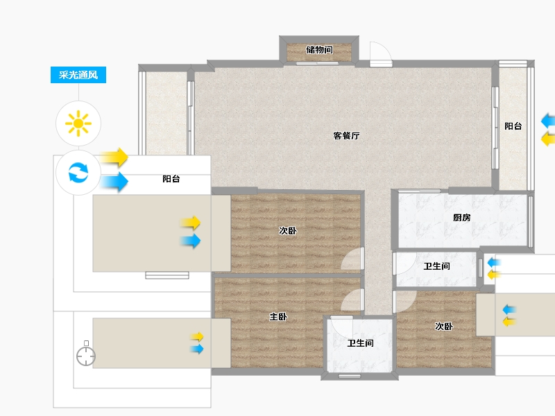 广东省-汕头市-璟珑湾-119.74-户型库-采光通风