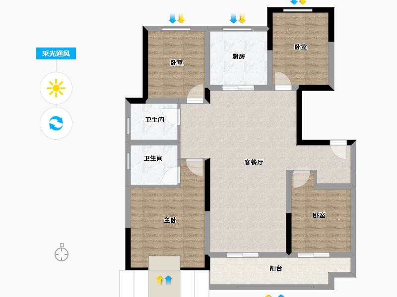 江苏省-徐州市-文韵小区-118.00-户型库-采光通风