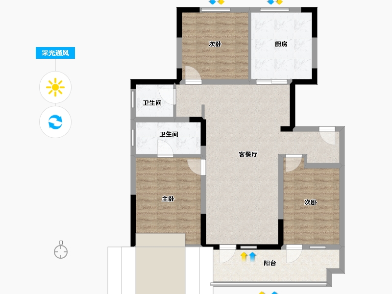 山东省-枣庄市-云玺台-99.84-户型库-采光通风