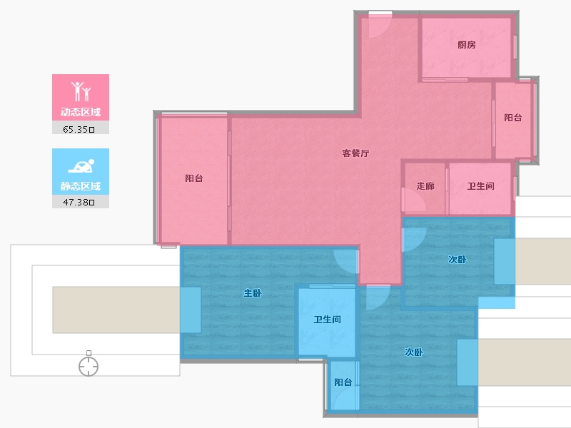 重庆-重庆市-美堤雅城B区-102.11-户型库-动静分区