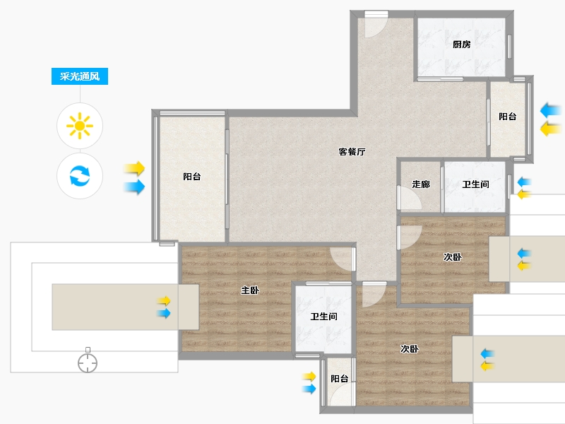 重庆-重庆市-美堤雅城B区-102.11-户型库-采光通风