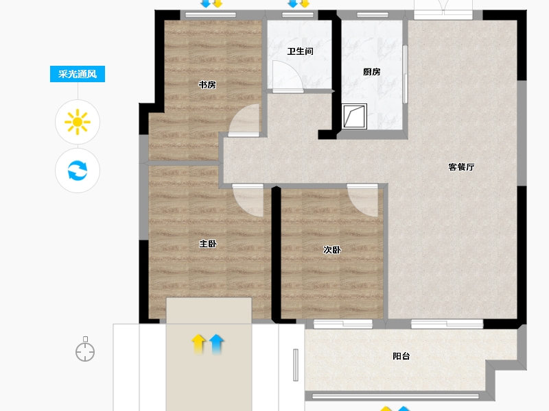 江苏省-淮安市-水沐韶华-77.60-户型库-采光通风