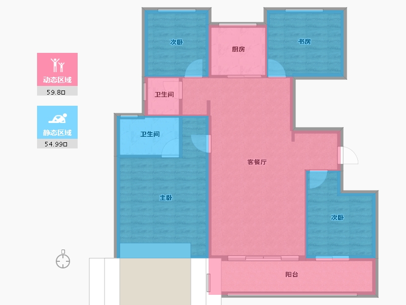 江苏省-淮安市-春风南岸-104.23-户型库-动静分区