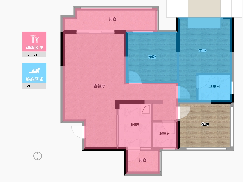 贵州省-遵义市-吾悦公园里-127.00-户型库-动静分区