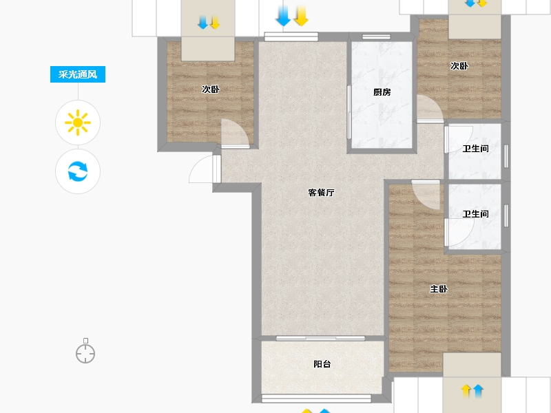 上海-上海市-驱动小区-92.00-户型库-采光通风