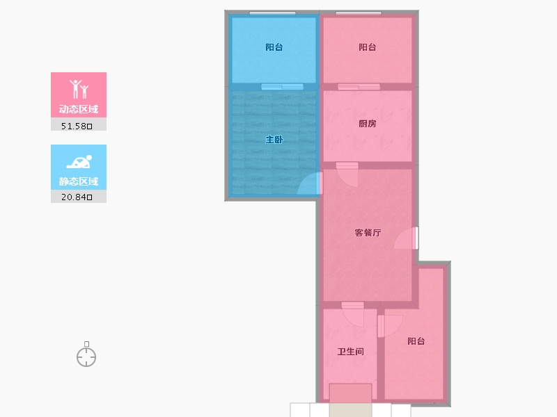 重庆-重庆市-沙大院-66.60-户型库-动静分区