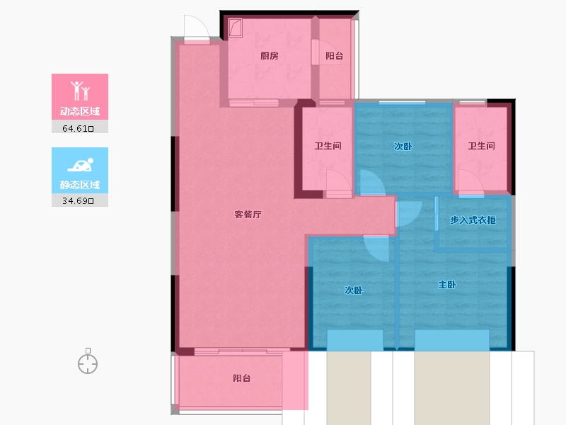 陕西省-渭南市-恒大御景半岛-101.60-户型库-动静分区