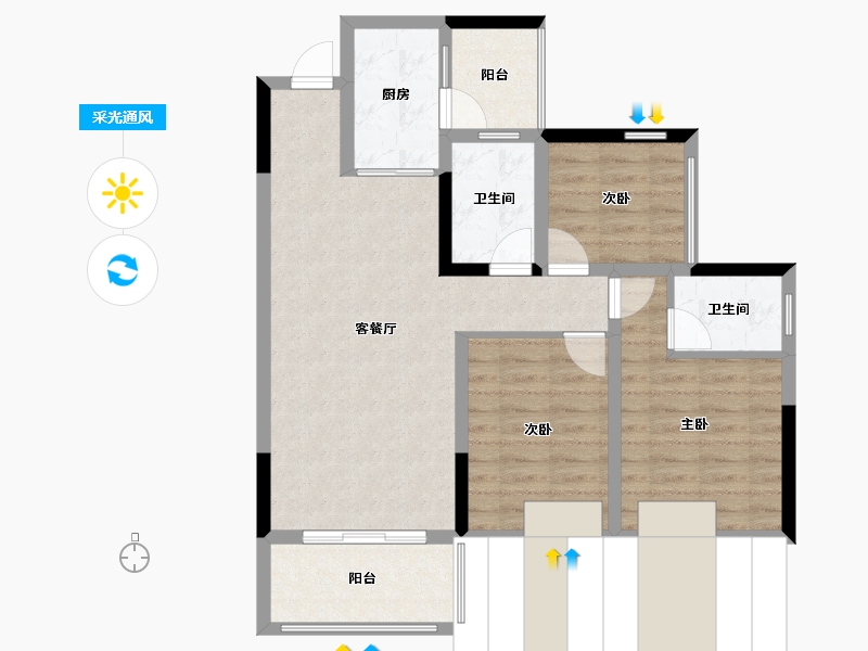 四川省-成都市-御澜山-78.40-户型库-采光通风