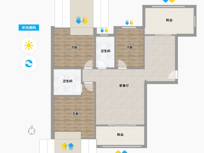 广西壮族自治区-桂林市-汇荣桂林桂林-东区-86.97-户型库-采光通风