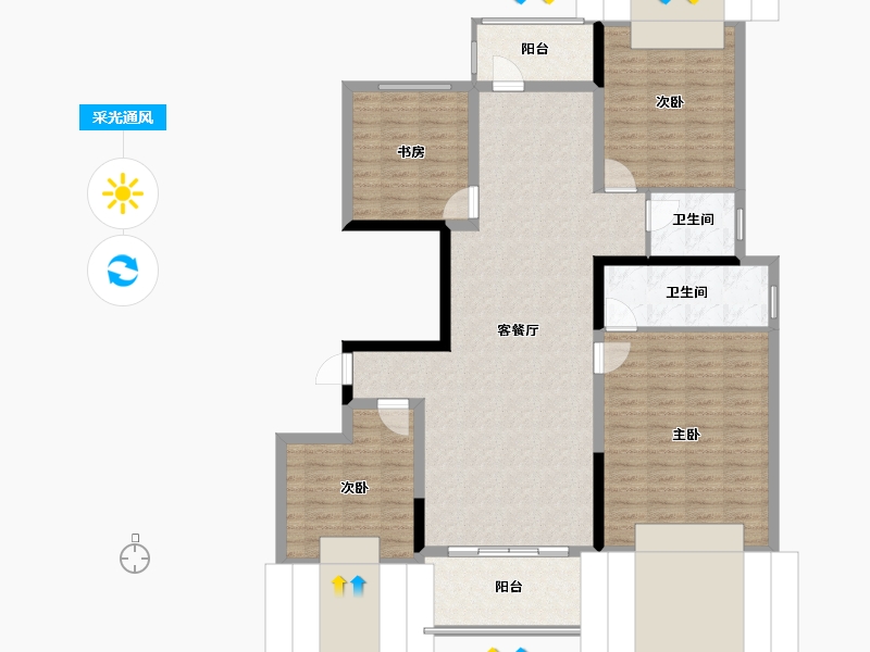 云南省-红河哈尼族彝族自治州-国泰御府-111.20-户型库-采光通风