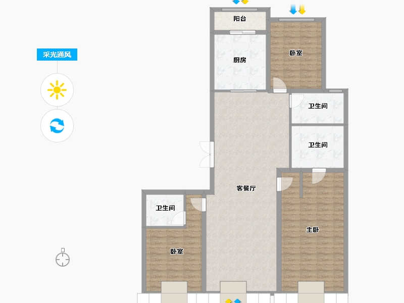 山西省-太原市-中国铁建花语堂-175.00-户型库-采光通风