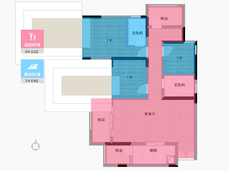 重庆-重庆市-中交锦悦-85.60-户型库-动静分区