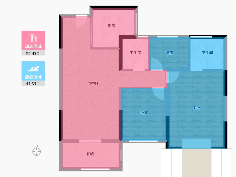 浙江省-金华市-步阳玺御府-82.57-户型库-动静分区