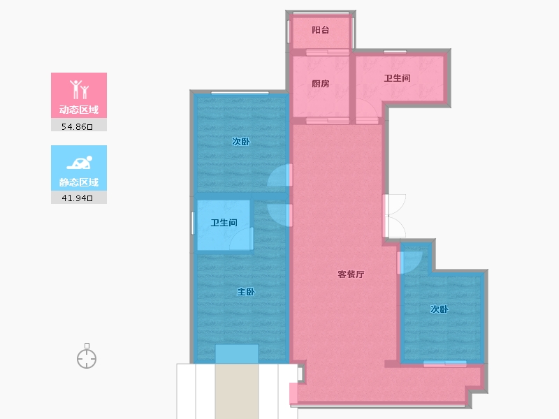 陕西省-榆林市-华庭雅苑-96.00-户型库-动静分区