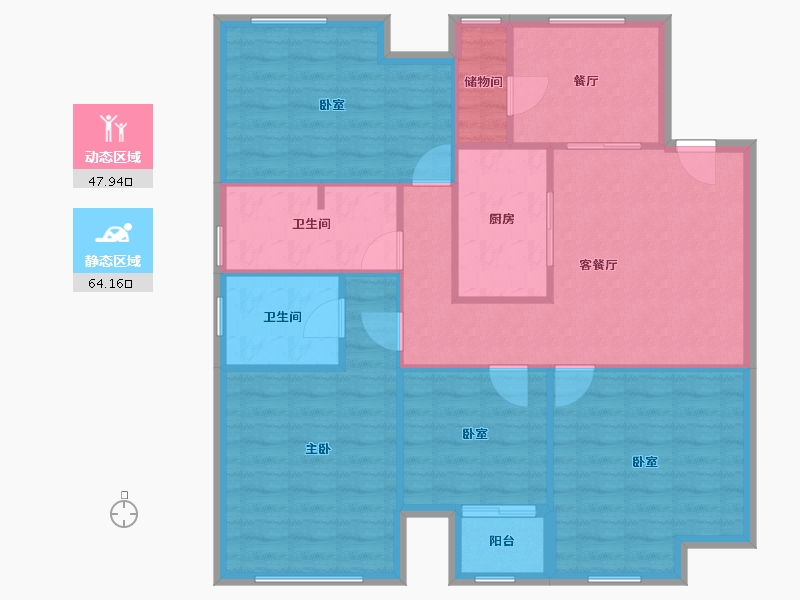 天津-天津市-学畔馨园西区-107.20-户型库-动静分区