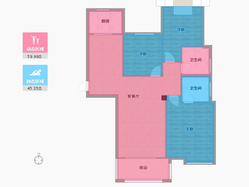 湖南省-常德市-南坪花苑-104.85-户型库-动静分区