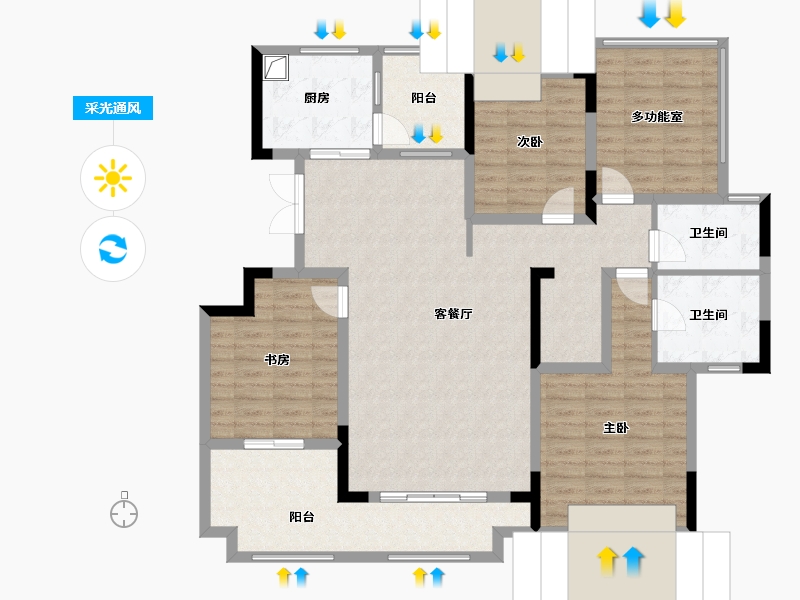 贵州省-遵义市-学府新苑-180.00-户型库-采光通风